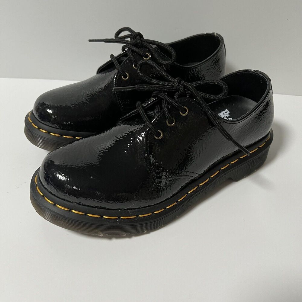 Dr. Martens Women's 1461 Distressed Patent Oxford Shoes - Black US 6